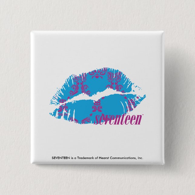 Damask Purple-Aqua 15 Cm Square Badge (Front)