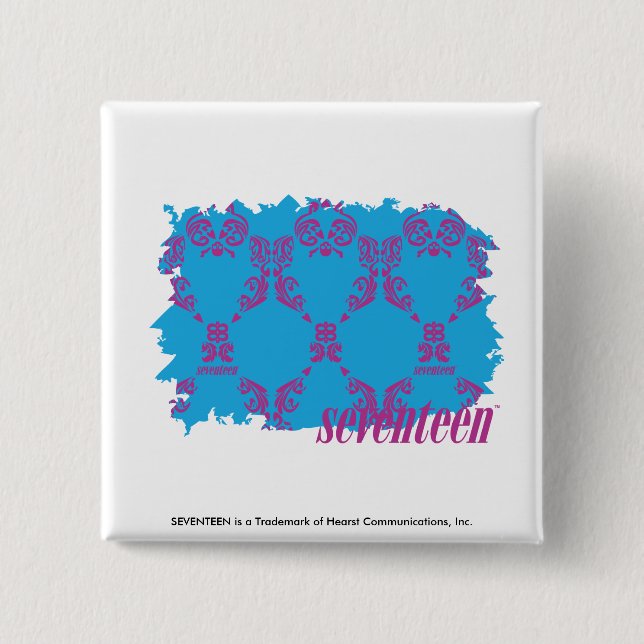 Damask Purple-Aqua 4 15 Cm Square Badge (Front)