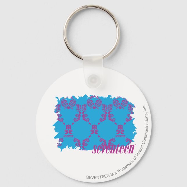 Damask Purple-Aqua 4 Key Ring (Front)