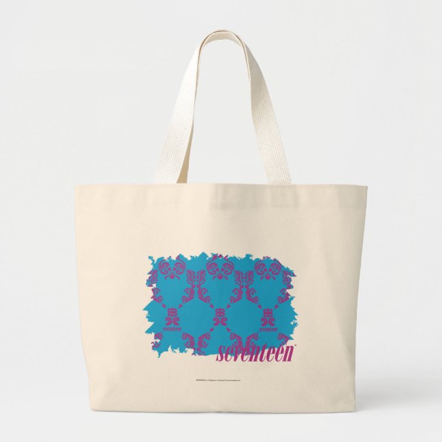 Damask Purple-Aqua 4 Large Tote Bag (Front)
