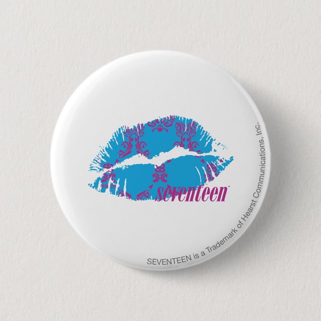 Damask Purple-Aqua 6 Cm Round Badge (Front)