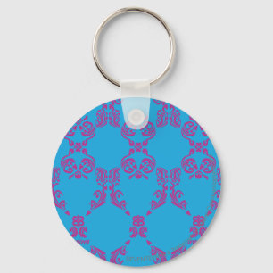 Damask Purple-Aqua Key Ring