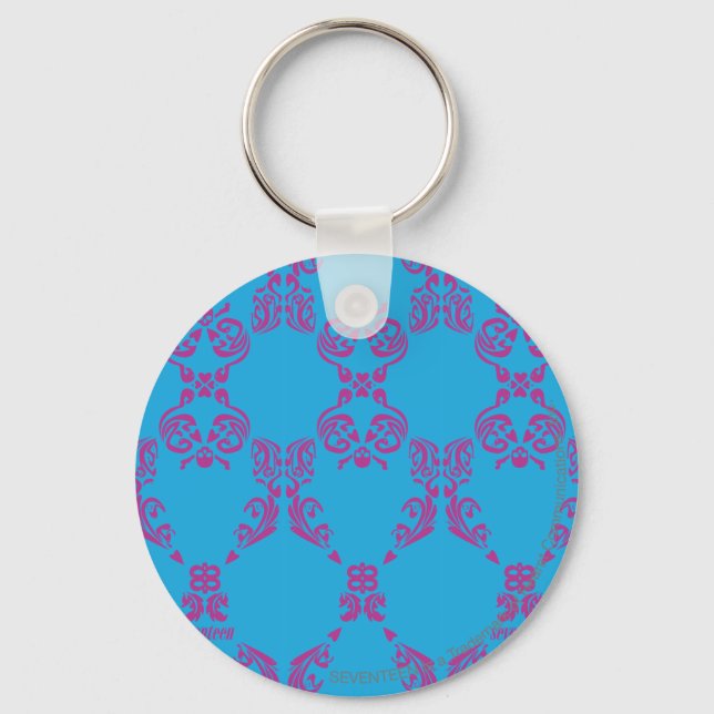Damask Purple-Aqua Key Ring (Front)