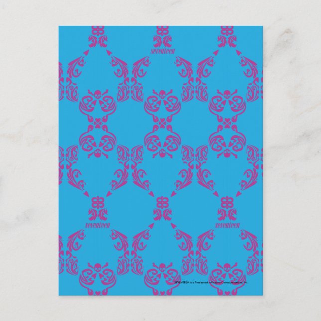 Damask Purple-Aqua Postcard (Front)