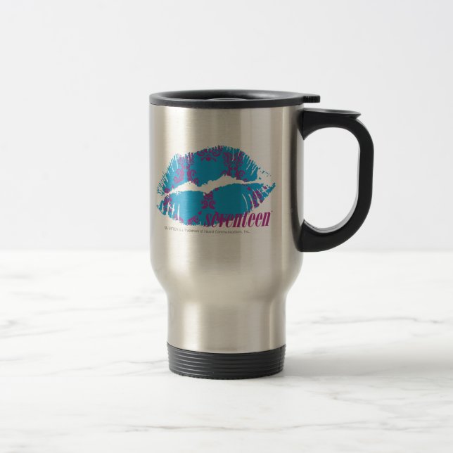Damask Purple-Aqua Travel Mug (Right)
