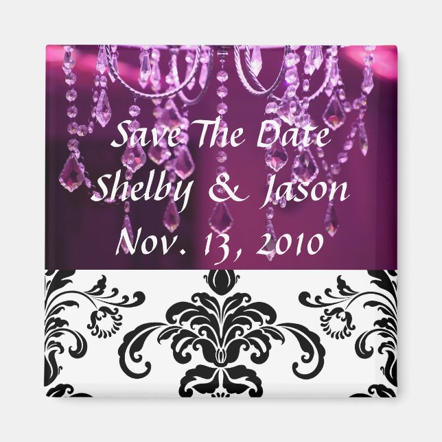 Damask  purple chandelier, Save The Da... Magnet (Front)