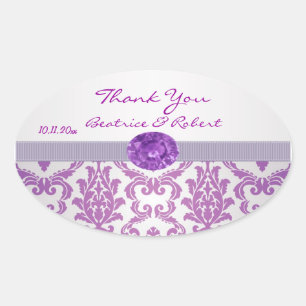 Damask purple, gemstone picture Thank You Sticker