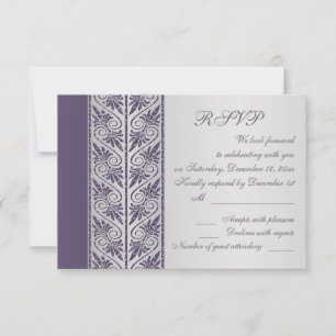 Damask purple on silver Wedding Anniversary RSVP