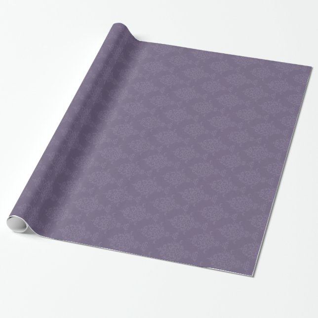 Damask Purple Victorian Style Wrapping Paper (Unrolled)