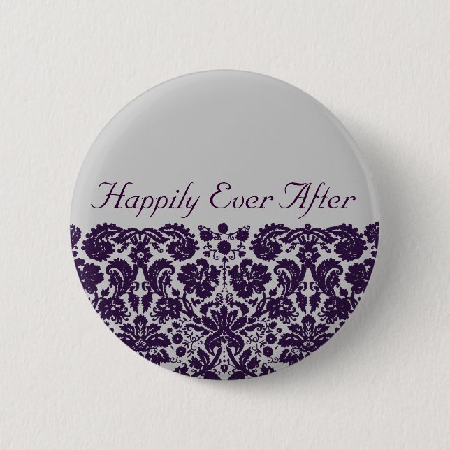 Damask Purple Wedding 6 Cm Round Badge (Front)