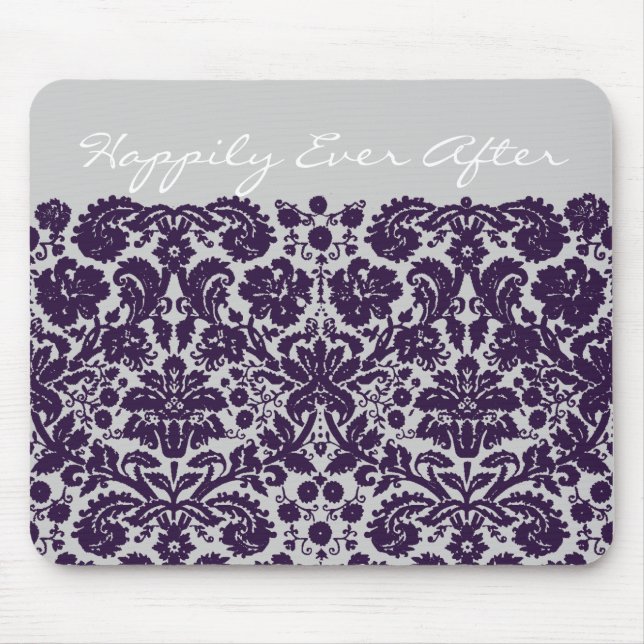 Damask Purple Wedding Mouse Mat (Front)