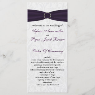 damask purple Wedding program Programme