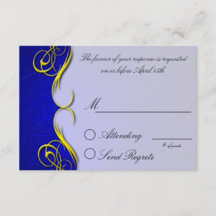 Damask Quarter Blue  Reply Card