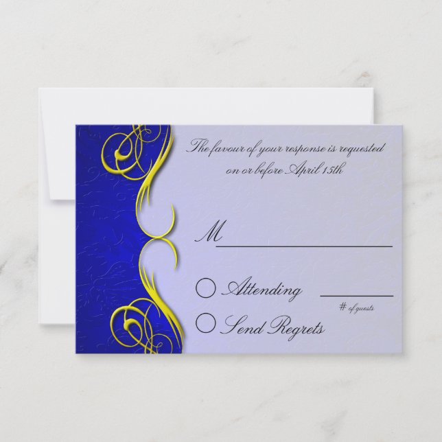 Damask Quarter Blue  Reply Card (Front)