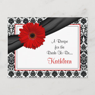Damask Red Gerber Daisy Recipe Card for the Bride