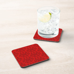 Damask red "Kangaroo Paws" set of 6 coasters