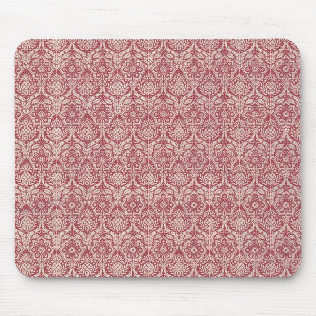Damask Red Pattern Mouse Mat (Front)