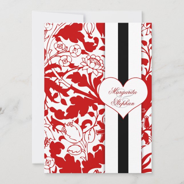 damask red rehearsal dinner invitations (Front)
