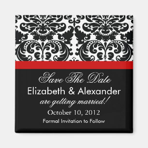 Damask Red Save The Date Magnet