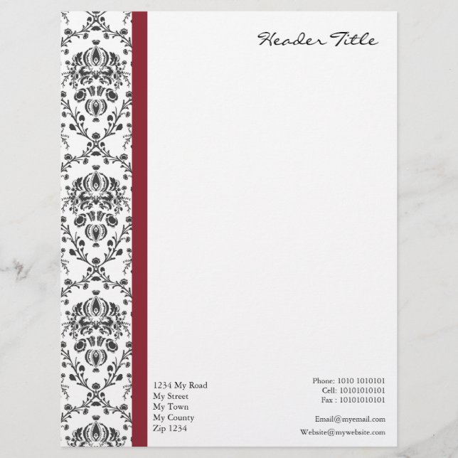 Damask Regal Letterhead Template (Front)