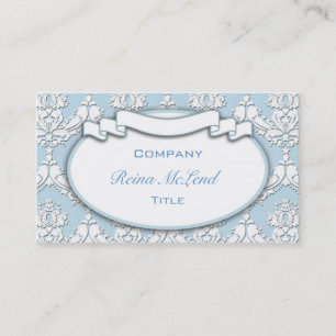 Damask Ribbon Business Card (Blue)