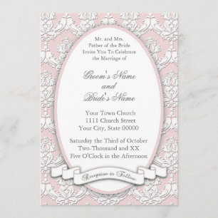 Damask Ribbon Invitation (Pink)