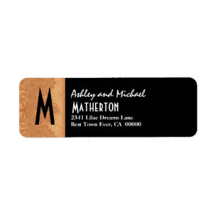 Damask Ribbon Modern Monogram Gold Black V004
