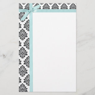 Damask & ribbon Stationery
