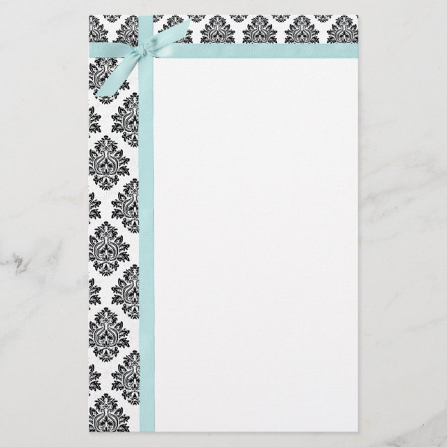 Damask & ribbon Stationery (Front)
