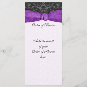 Damask Ribbon Wrapped Order of Service - Purple Programme