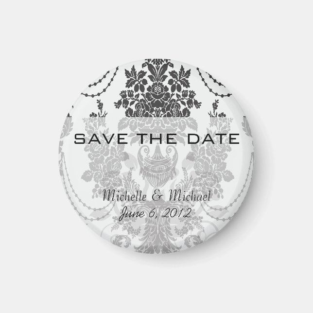 damask roses white and black.ai magnet (Front)