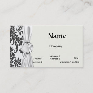 damask roses white and black business card
