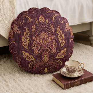 Damask Round Throw Pillow