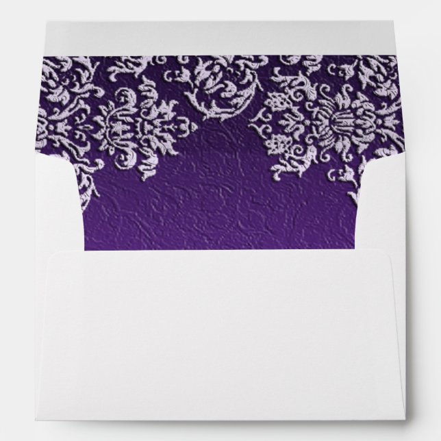 Damask Royal Purple Wedding Envelope (Back (Bottom))