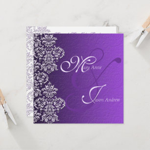 Damask Royal Purple Wedding Invitation Card