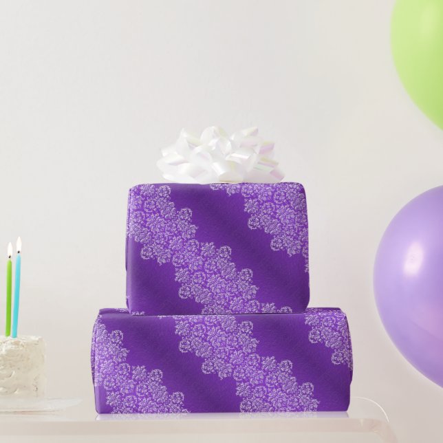 Damask Royal Purple Wedding Wrapping Paper (Party Gifts)