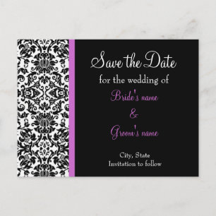 Damask Save the Date Announcement Postcard