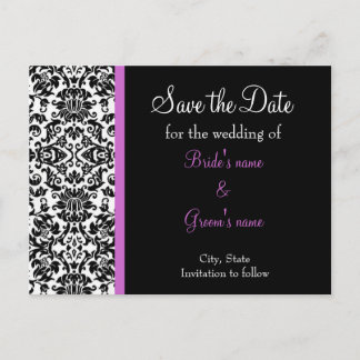Damask Save the Date Announcement Postcard