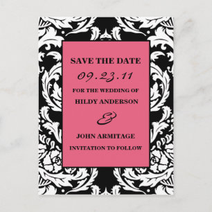 Damask Save the Date Announcement Postcard