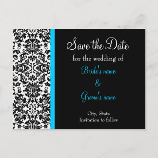 Damask Save the Date Announcement Postcard