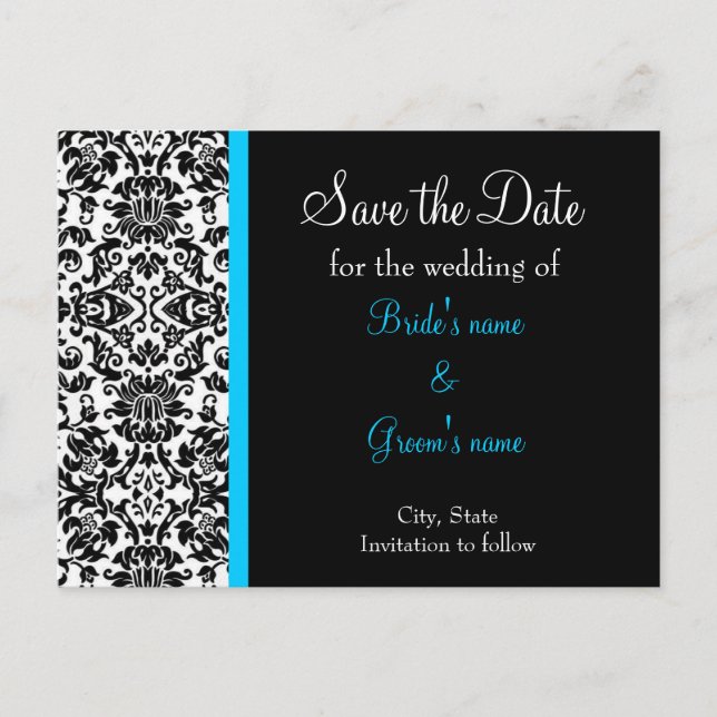 Damask Save the Date Announcement Postcard (Front)