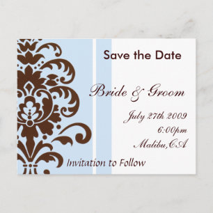 Damask Save the Date - Customised Announcement Postcard