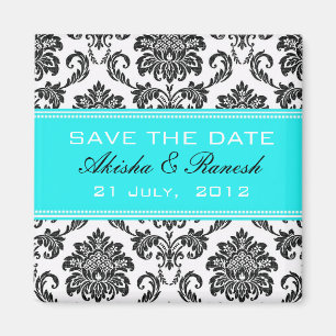 Damask Save the Date Wedding Announcement Magnet