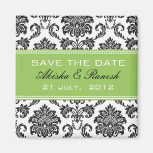 Damask Save the Date Wedding Announcement Magnet