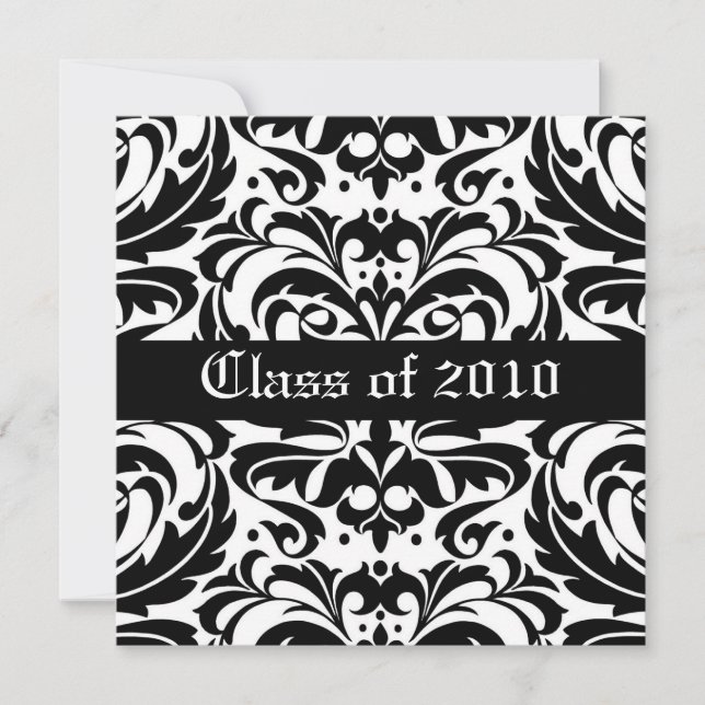 Damask Scroll Class of Graduation Invitation (Front)