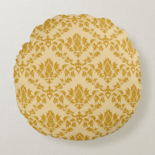 Damask seamless backgroundpattern, abstract, antiq round cushion