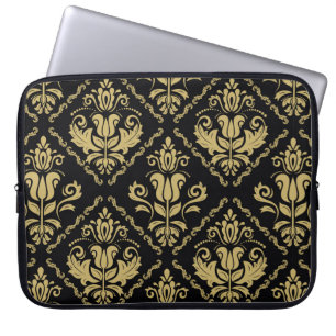 Damask seamless black and golden ornament. Traditi Laptop Sleeve