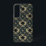 Damask Seamless Pattern Flowers teal, gold, black Samsung Galaxy Case<br><div class="desc">A damask seamless repetitive pattern flowers teal,  sparkle gold,  black</div>