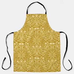 Damask seamless pattern repeating background. Gold Apron