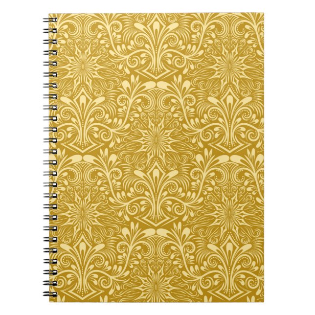 Damask seamless pattern repeating background. Gold Notebook (Front)